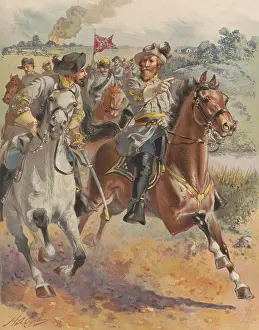Mcclellan: Painting of General JEB Stuart's raid around McClellan