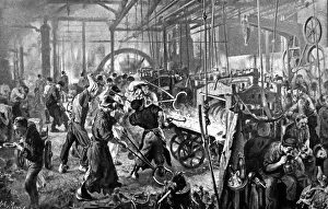 Tongs: The painting The Iron Rolling Mill - Das Eisenwalzwerk