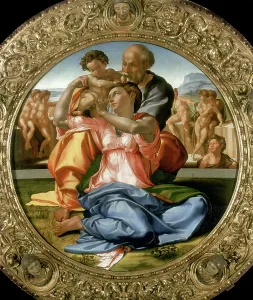 Tondo: Painting by Michelangelo of The