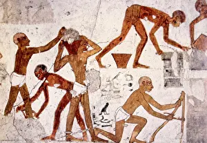 Rekhmire: Painting of workers making bricks from the ?