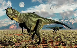 Allosaurid: A pair of carnivorous Yangchuanosaurus dinosaurs