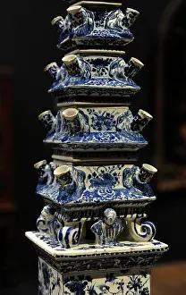 1720: Pair of Flower Pyramids, c. 1710-1720, by Lambertus van Eenh