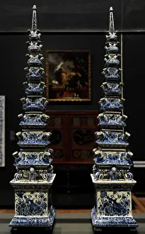 1720: Pair of Flower Pyramids, c. 1710-1720, by Lambertus van Eenh