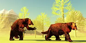 Synapsid: A pair of Megatherium ground sloths on the move