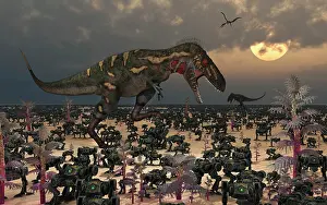 Crush: A pair of Nanotyrannus amongst an invasion of migrating ?
