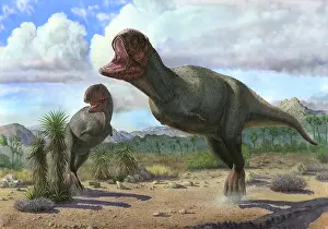 Abelisaurid: A pair of Pycnonemosaurus nevesi running at the time of the