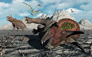 Stuck: A pair of Triceratops trapped in a deadly mud pit
