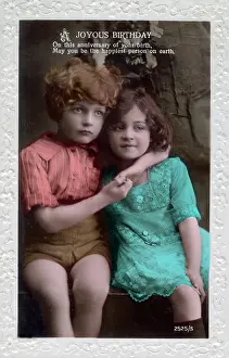 The Roseries Collection: A pair of young siblings - Birthday greetings postcard