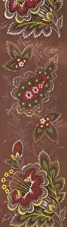 Paisley: Paisley Floral Border Pattern with Brown Background