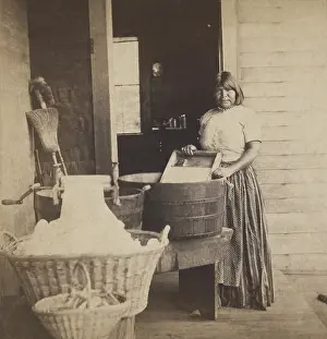 Wringer: Paiute Squaw does laundry at her Yosemite