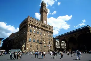 1302: Palazzo Vecchio in Piazza della Signoria, Florence, Italy