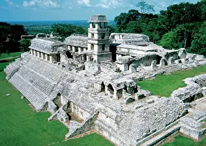 Maya: Palenque Archeological site. Palace. Mexico