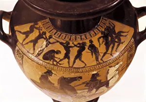 Hydria: Palestra Scene. Black-figure hydria. Classical