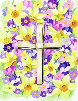 Comerford: Palm Cross on Spring Flowers
