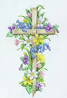 Windflowers: Palm cross with spring flowers