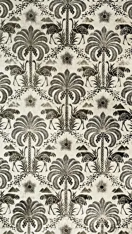 Stencil: Palm tree and ostrich pattern