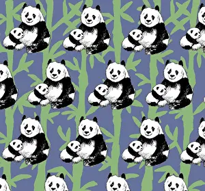 Bamboo: Panda and cub pattern