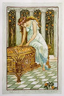 Intrigued: Pandora gazes at the intriguing box