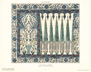 Iznik: Panel of ceramic wall tiles depicting a garden