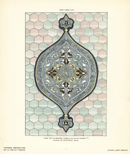 Iznik: Panel of decorative ceramic wall tiles with foliage