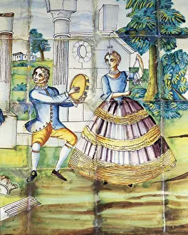 Valencians: Panel of Valencian glazed tiles with musical