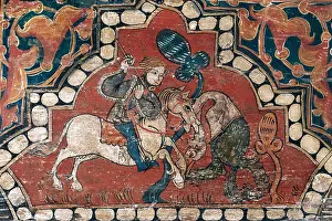 Panelled: Panelled ceiling detail. The fight between a