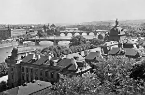 Vltava: Panorama of bridges in Prague, 1936