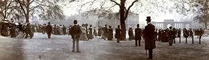 Bollards: Panorama photograph of crowd awaiting Royal Procession