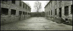 Morbid: Panoramic shot prison yard Auschwitz