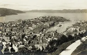 Hordaland: Panoramic view of Bergen, Norway