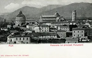 Baptistry: A Panoramic view over the City of Pisa, Italy