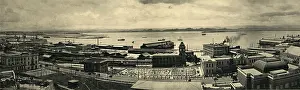 Hispanics: Panoramic view of the harbor at San Juan, ?