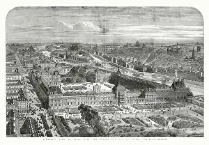 Rivoli: Panoramic view of Paris with Louvre 1855
