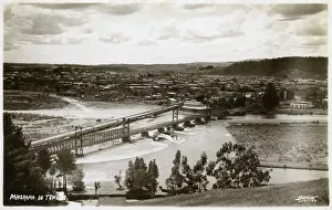 Araucania: Panoramic view of Temuco, Chile showing the bridges