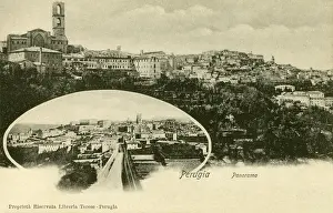 Perugia: Two panoramic views of Perugia, Umbria, Italy