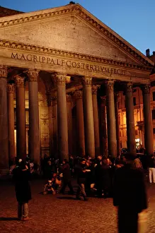 Pantheon: Pantheon of Agrippa. Exterior at night. Rome