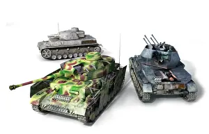 Panzer: Panzer IV Ausf. E, a Panzer Ausf. H, and a self-propelled