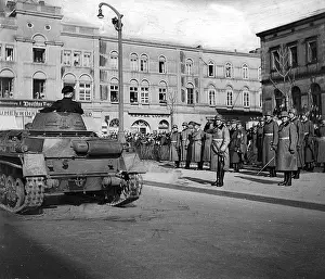 Lutz: Panzer Parade in front of General Lutz and Guderian