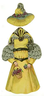 Frilly: Paper Doll Costume - yellow and grey