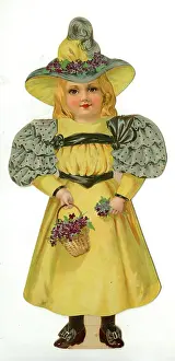 Frilly: Paper Doll in yellow and grey costume