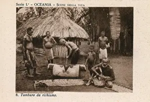 Guinean: Papua New Guinea - Preparing a Large Decoy Drum