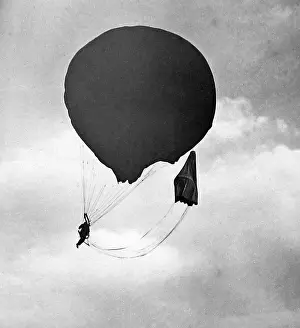 Parachuting: Parachuting from a balloon Victorian period