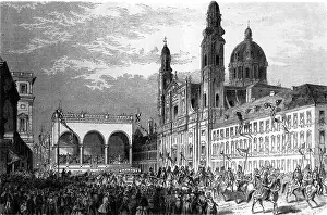Odeonsplatz: Parade for the 700th anniversary of the city of Munich at