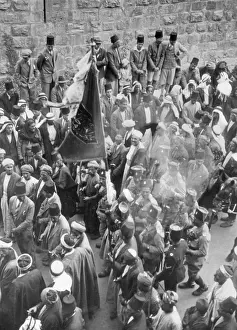 Arabs: Parade of Arabs through the Old City of Jerusalem, 1930
