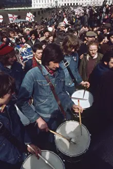 Loyalist: Parade with drums and flags, Northern Ireland