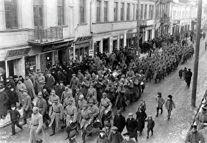 Landsturm: Parade of the German guard in Grodno, 1918