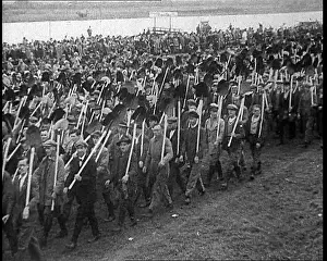 Shovels: Parade of German Men with Spades and Shovels