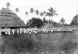 Samoa: Parade of German troops in the colony in Apia Samoa, 1910