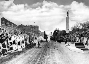 Lowered: Parade for Hitler's 50th birthday, 1939