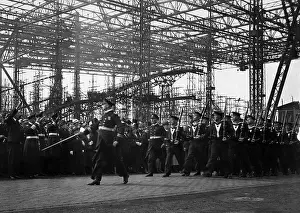 Dockyard: Parade for the launch of the Gorch Fock I, 1933